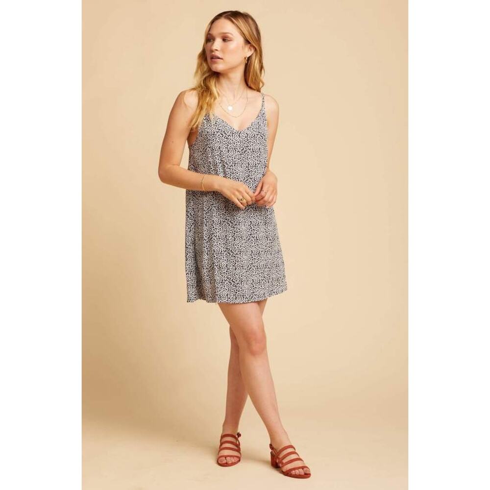 Lacausa Tan Black Leopard Print Sleeveless Mini Slip Dress Women's Size XS